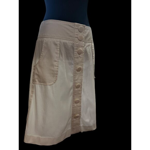 Grace Elements Skirt WOMEN SM Petite White Button Front A-Line Pockets RESORT - Picture 2 of 6